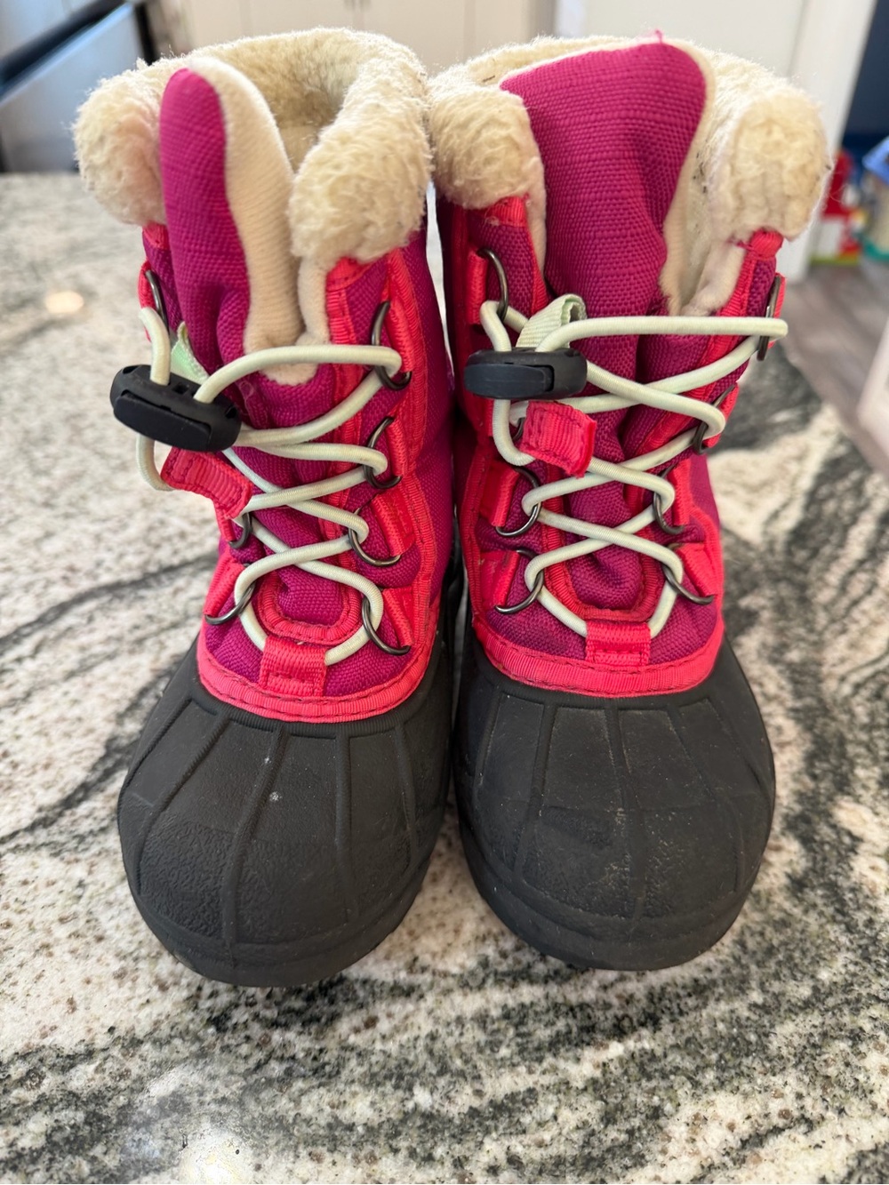Sorel Kids Pink and Black Snow Boots with Faux-Fur Collar